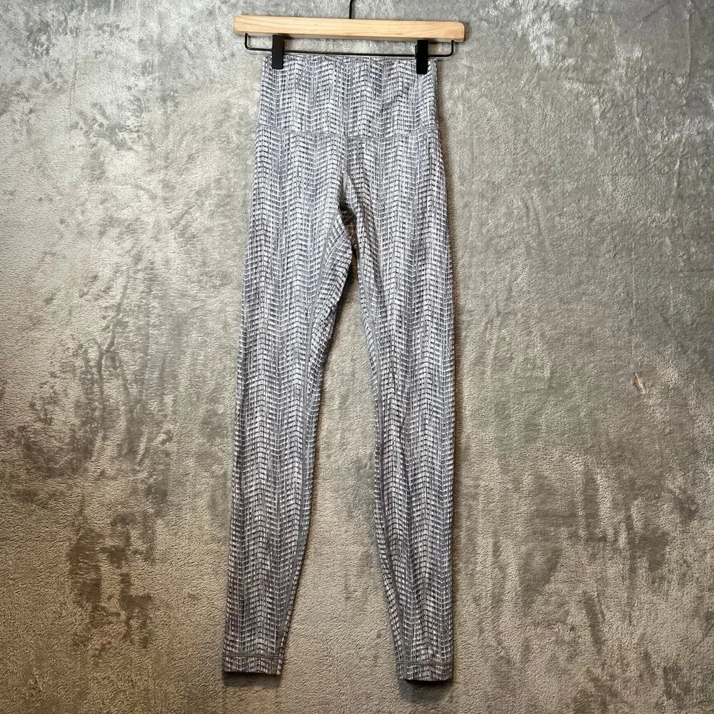 Lululemon Wunder Under Hi-Rise *28" Arrow Jacquard Battleship Silver‎ Spoon Sz 4